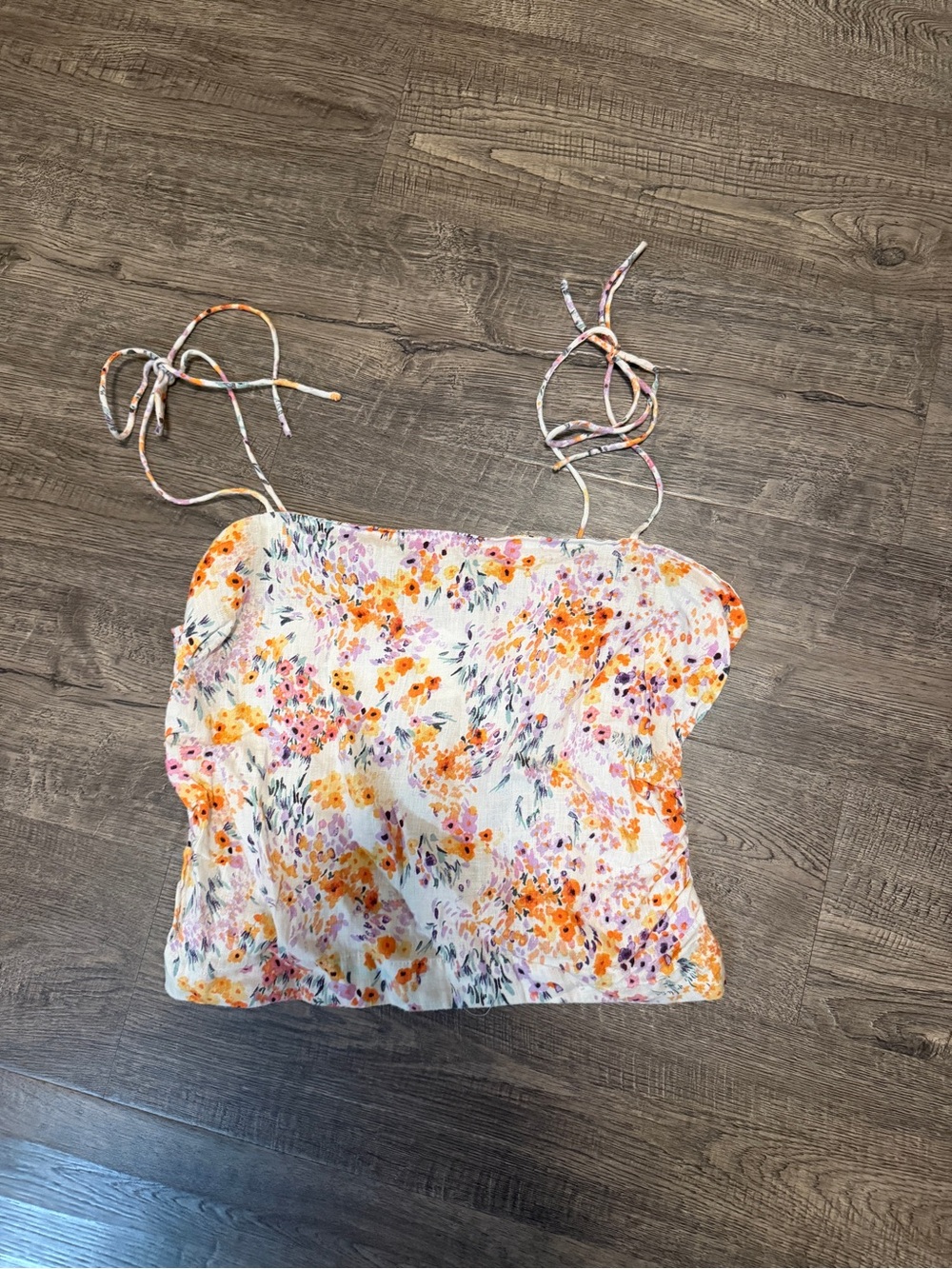 H&M Floral Tie-String Cami in White, Orange and Pink